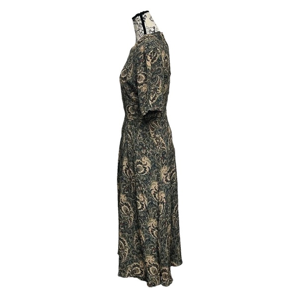 Michelle Stuart Vintage Paisley Midi Dress M Cottagecore Modest Peasant Boho - Picture 4 of 9